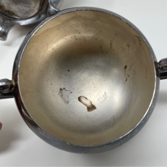 Antique WM Rogers 800 Silver Plate Footed Coffee Tea Pot, Creamer Serving Set - Picture 13 of 16